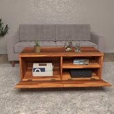 ONIJA Coffee Table Sheesham Multiple Storage Handmade Wooden Coffee Table